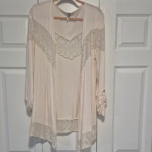 Cream Lace Cardigan